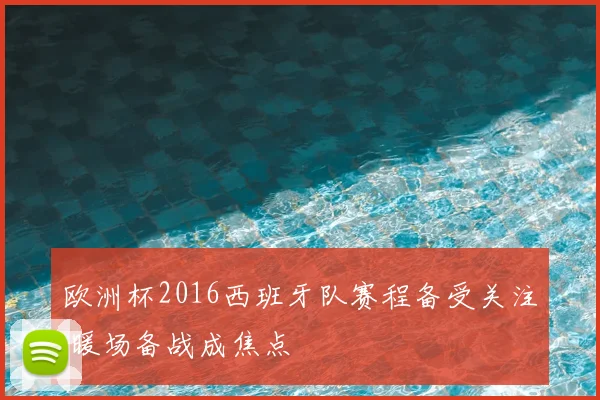 欧洲杯2016西班牙队赛程备受关注 暖场备战成焦点